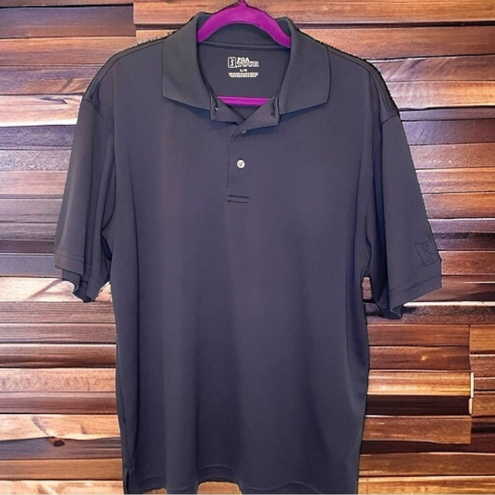 Size L PGA TOUR Navy Blue polo short sleeve top shirt.